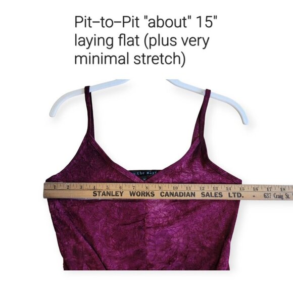 Vintage Y2K 90s Deadstock Rave Burgundy crinkle tank top size M - Picture 6 of 9